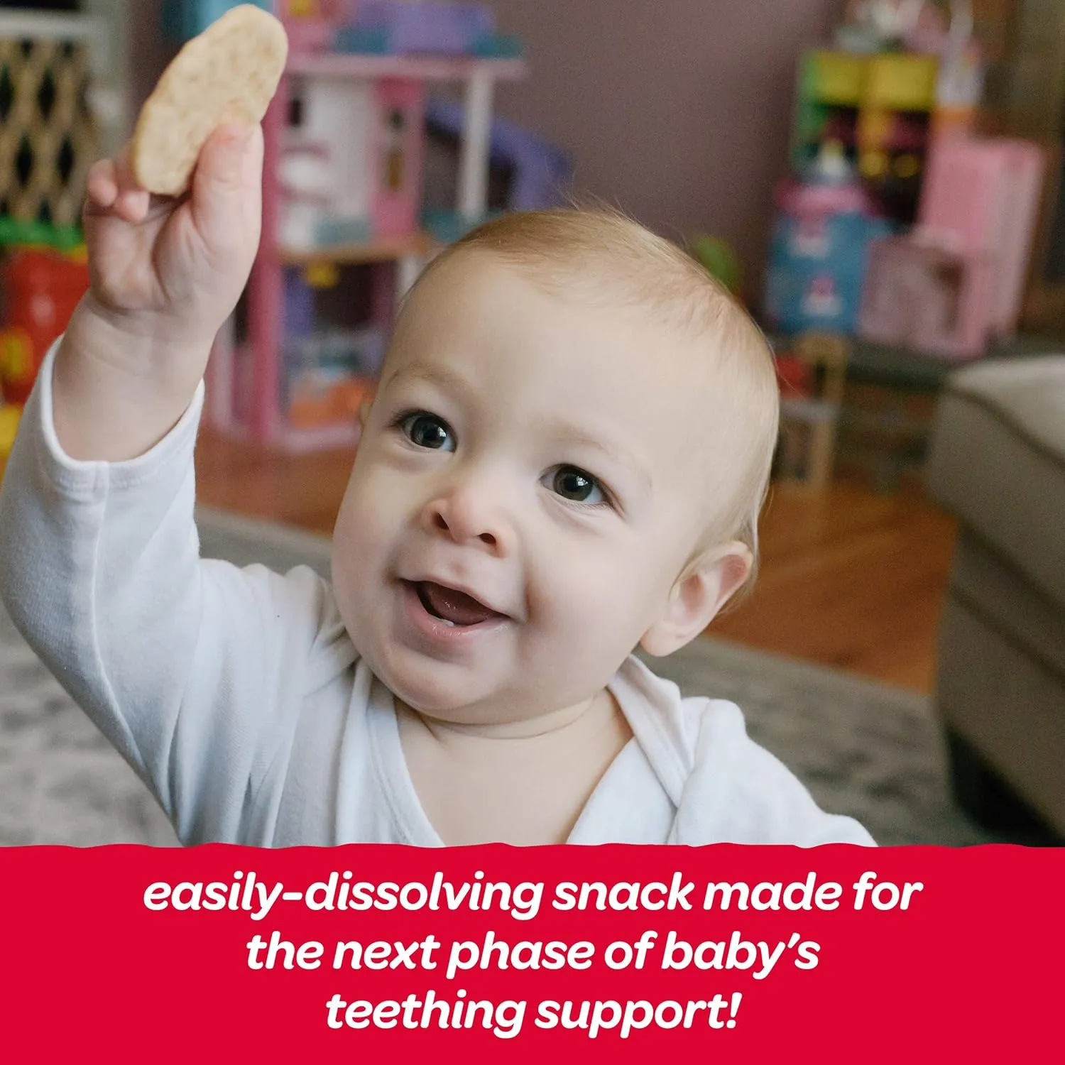 Happy Baby Organics Baby Snacks, Gentle Teething Crackers, Gluten Free & Vegan, Strawberry & Beet, 12 Count (Pack of 6)