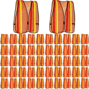 Haysandy 20 Pcs High Visibility Reflective Safety Vest Construction Vest Strips Neon Mesh Universal Size for Men Outdoor(Neon Orange,20 Pcs)