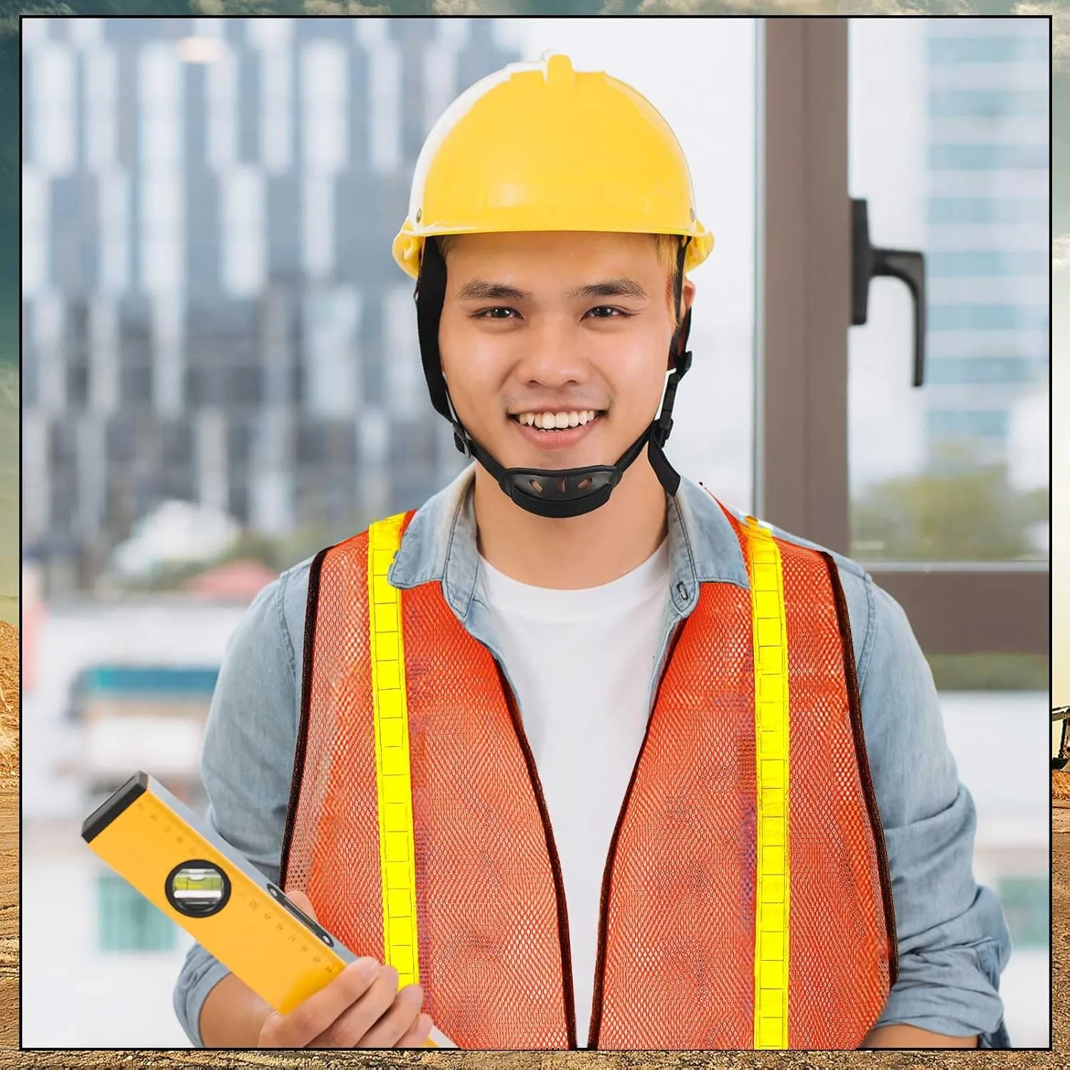 Haysandy 20 Pcs High Visibility Reflective Safety Vest Construction Vest Strips Neon Mesh Universal Size for Men Outdoor(Neon Orange,20 Pcs)