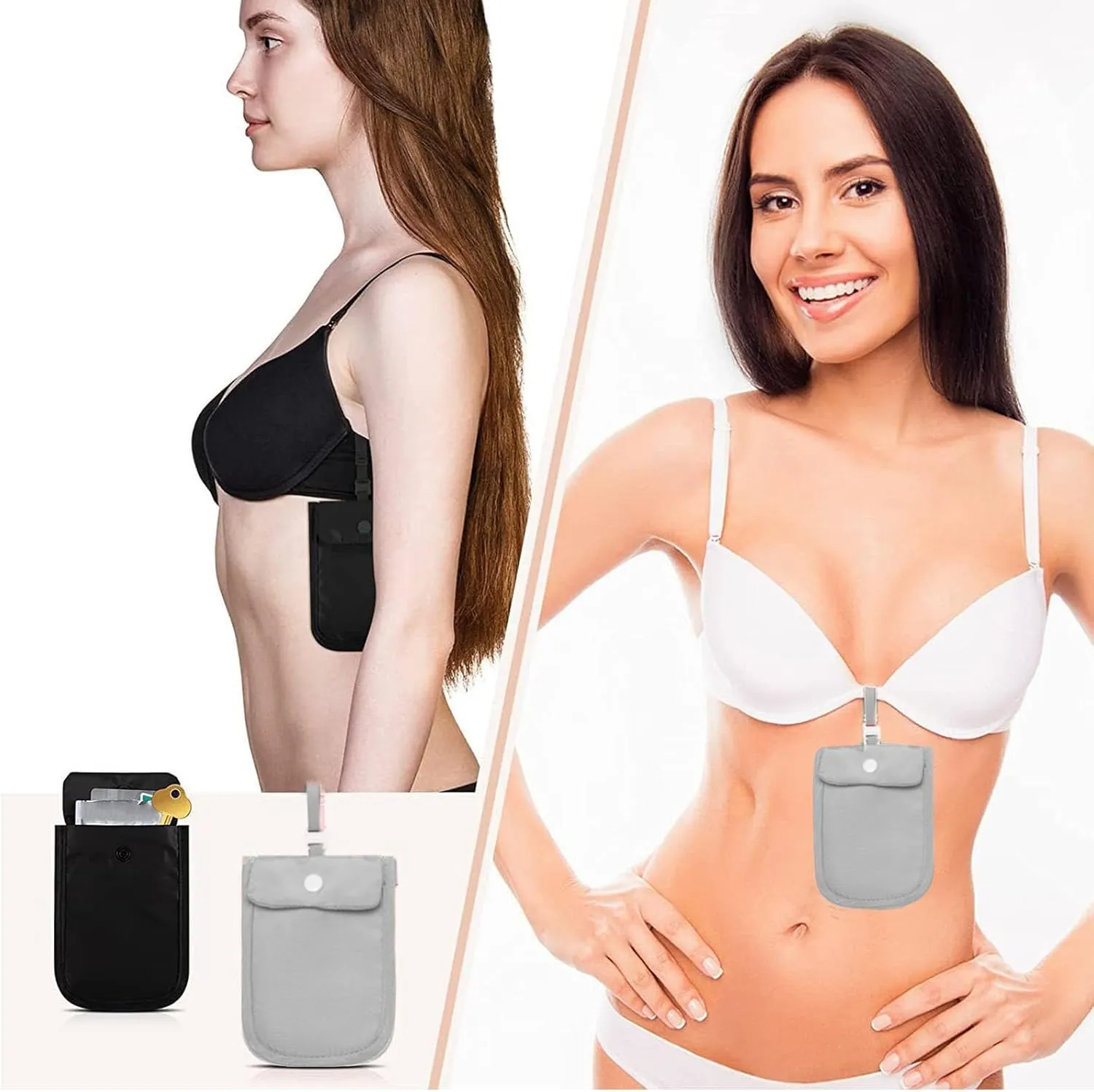 Hidden Bra Wallet, Hidden Money Pouch for Travel, Hidden Pocket with Lanyard | Secret Pocket | Undercover Bra Stash - Credit Cards & Money & Valuables for All Bra