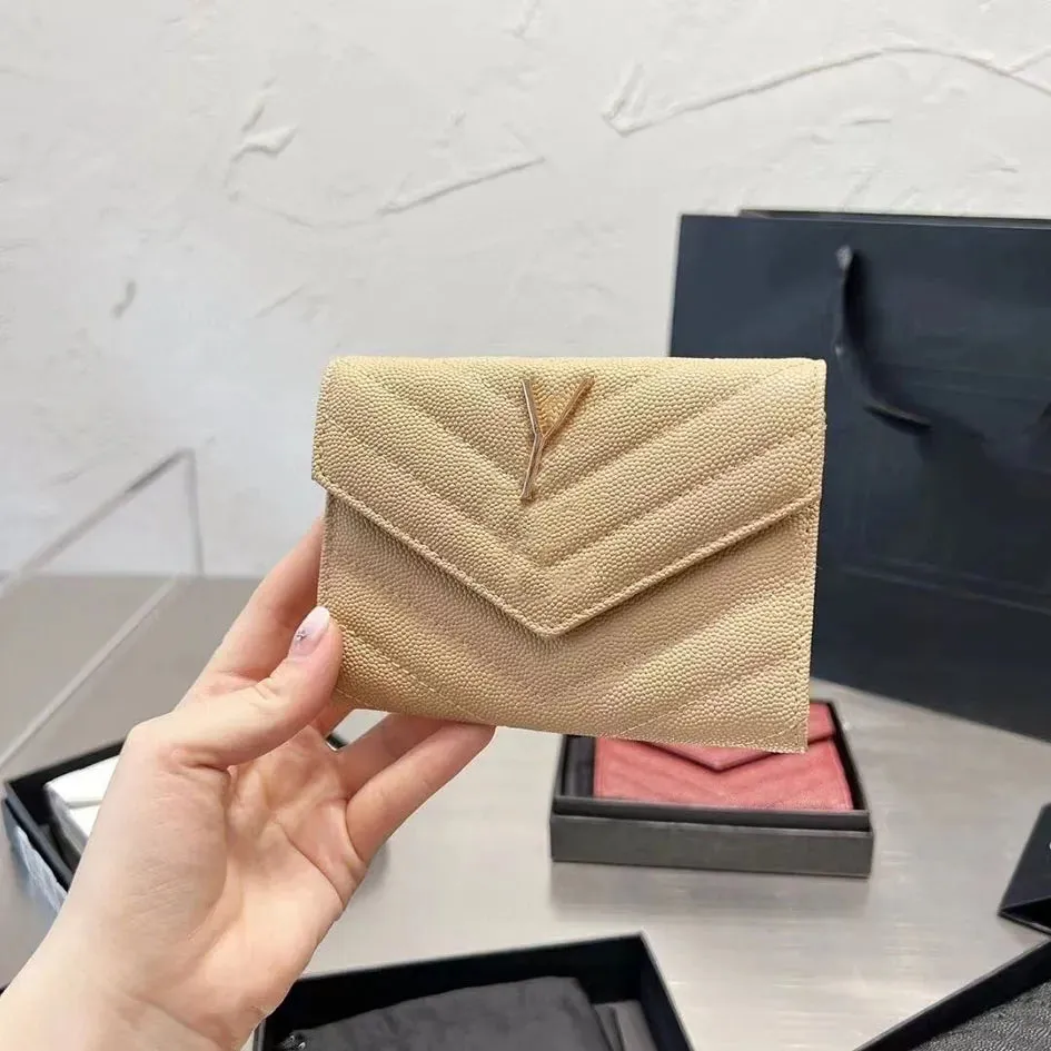 High Quality Women men wallet Fashion Thread Flap wallet cowhide Genuine leather purses Credit Card Holder 6 card slots 1 open compartment