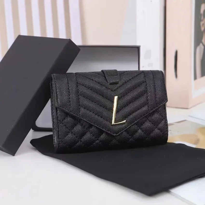 High Quality Women men wallet Fashion Thread Flap wallet cowhide Genuine leather purses Credit Card Holder 6 card slots 1 open compartment