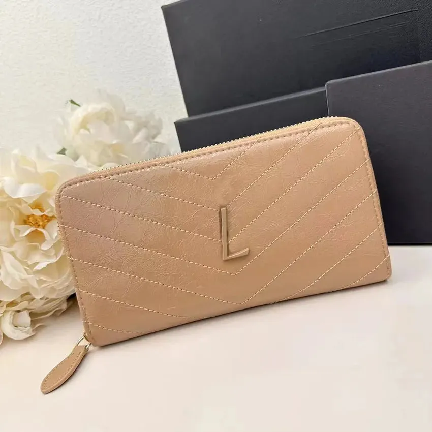 High Quality Women men wallet Fashion Thread Flap wallet cowhide Genuine leather purses Credit Card Holder 6 card slots 1 open compartment