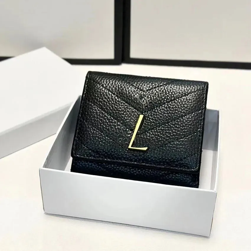High Quality Women men wallet Fashion Thread Flap wallet cowhide Genuine leather purses Credit Card Holder 6 card slots 1 open compartment