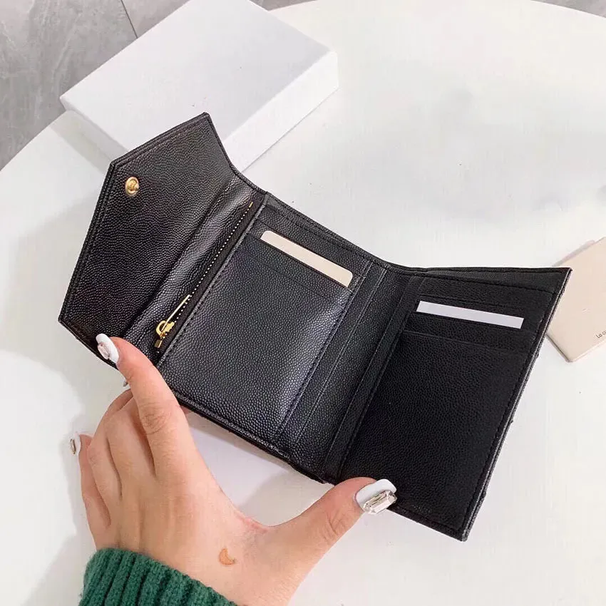 High Quality Women men wallet Fashion Thread Flap wallet cowhide Genuine leather purses Credit Card Holder 6 card slots 1 open compartment