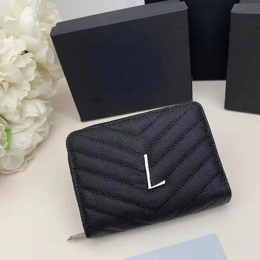 High Quality Women men wallet Fashion Thread Flap wallet cowhide Genuine leather purses Credit Card Holder 6 card slots 1 open compartment