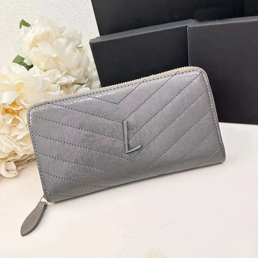 High Quality Women men wallet Fashion Thread Flap wallet cowhide Genuine leather purses Credit Card Holder 6 card slots 1 open compartment