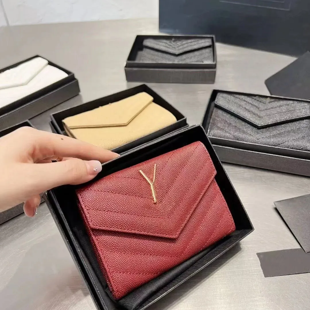 High Quality Women men wallet Fashion Thread Flap wallet cowhide Genuine leather purses Credit Card Holder 6 card slots 1 open compartment