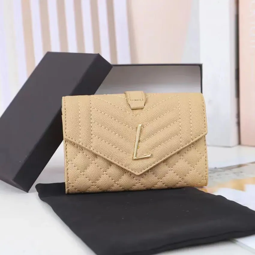 High Quality Women men wallet Fashion Thread Flap wallet cowhide Genuine leather purses Credit Card Holder 6 card slots 1 open compartment