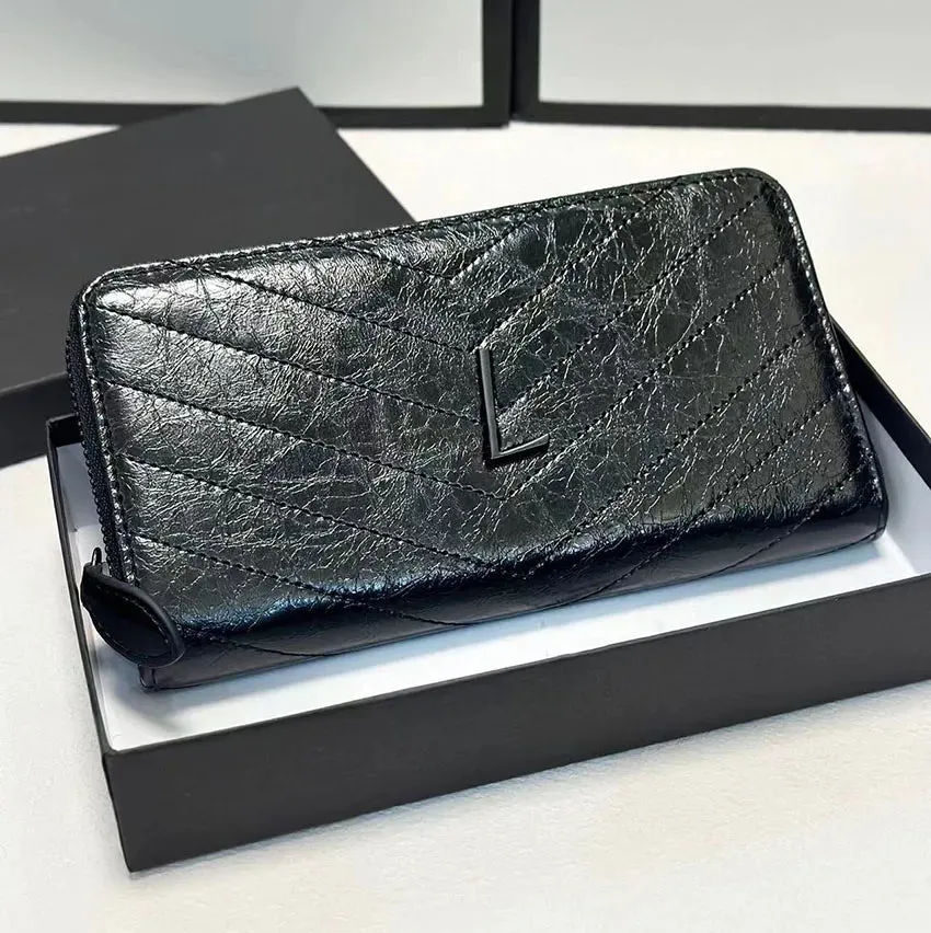High Quality Women men wallet Fashion Thread Flap wallet cowhide Genuine leather purses Credit Card Holder 6 card slots 1 open compartment