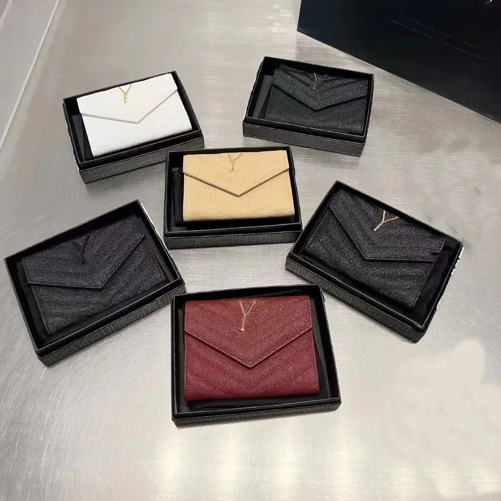 High Quality Women men wallet Fashion Thread Flap wallet cowhide Genuine leather purses Credit Card Holder 6 card slots 1 open compartment