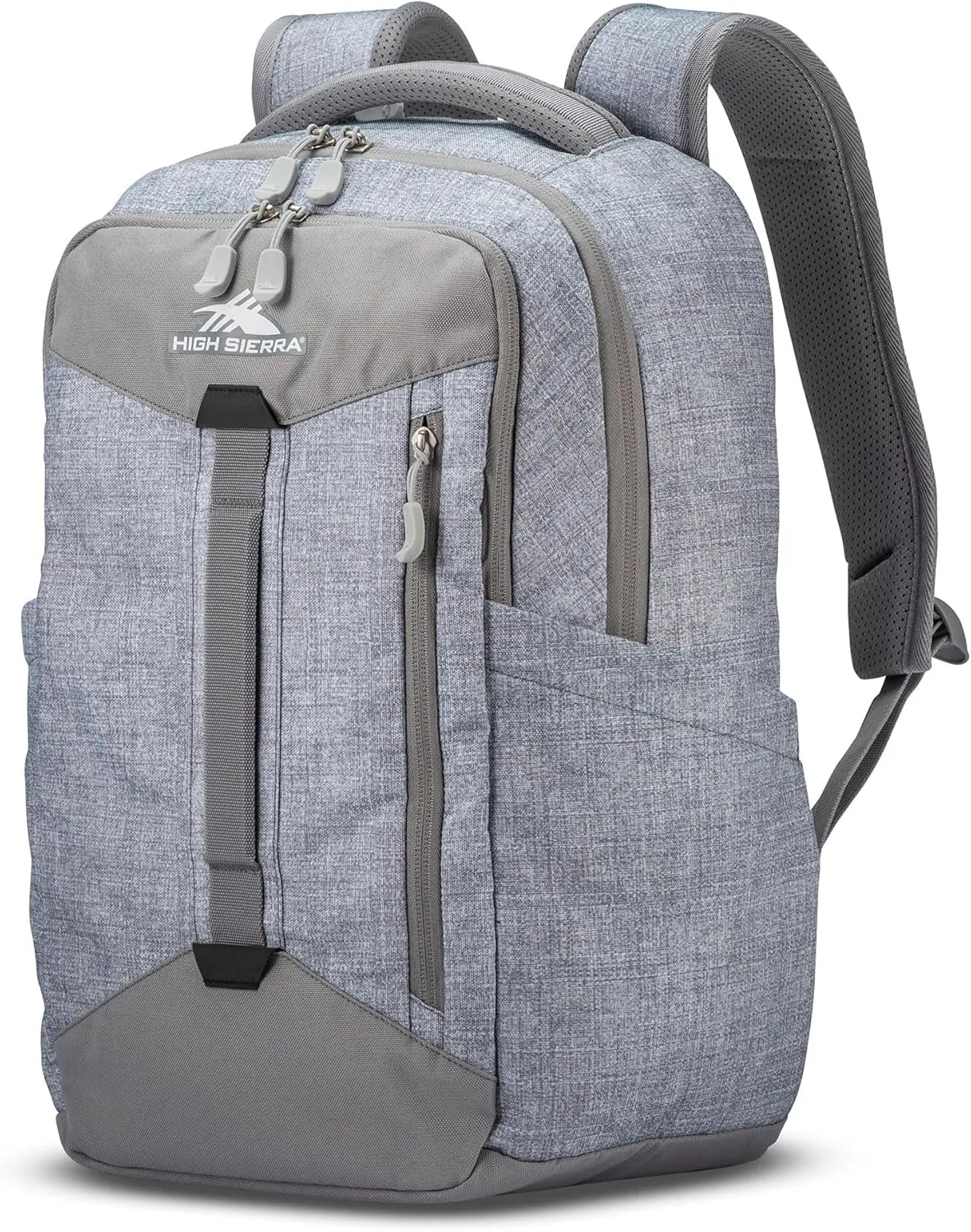 High Sierra Large Backpack Reflective Accent Comfortable Mesh Back School Bag with Tablet Device Sleeve and Adjustable Straps, Silver