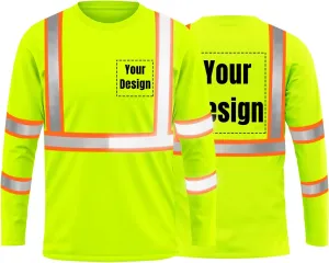High Visibility Reflective Safety Shirts Customize Logo With Reflective Strips Hi Vis Long Sleeve Protective Workwear