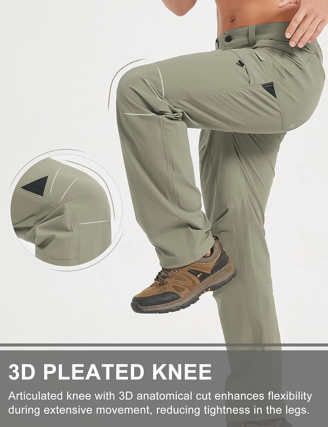 Hiking Pants Men Outdoor Cargo Quick Dry Lightweight Stretch Travel Pants with Elastic Waist for Fishing