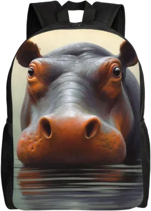 Hippo Backpack for Women Men Laptop Backpack 16.1 inch Computer Bag Casual Daypack for Travel