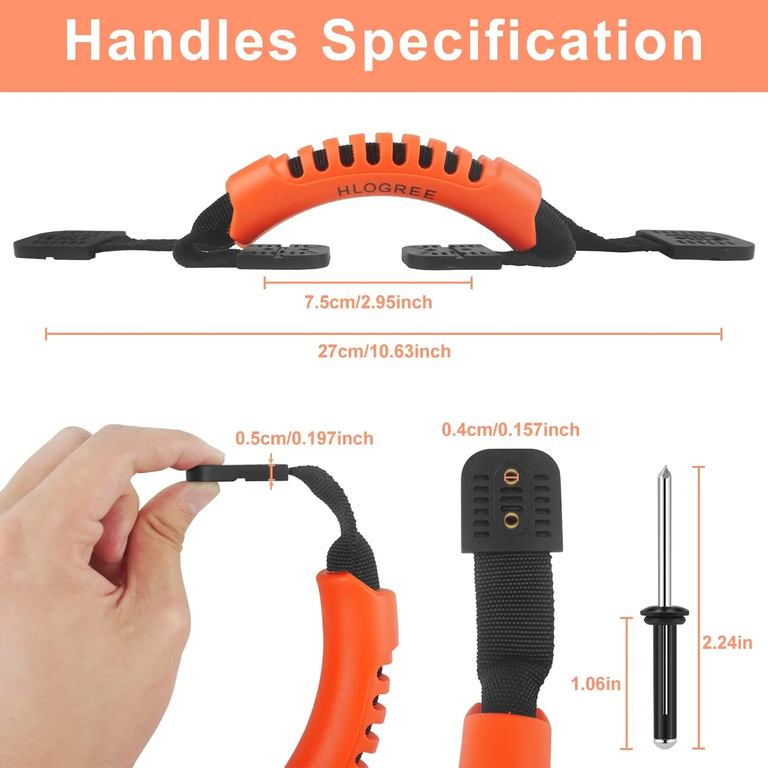 HLOGREE Kayak Handles 2/4 Pack,Kayak Carry Handle with Rivets,Kayak Replacement Handles,Kayak Handles for Emotion/Pelican/Hobie/Lifetime/sit on top/Ocean/Wilderness Accessories,Kayak Parts