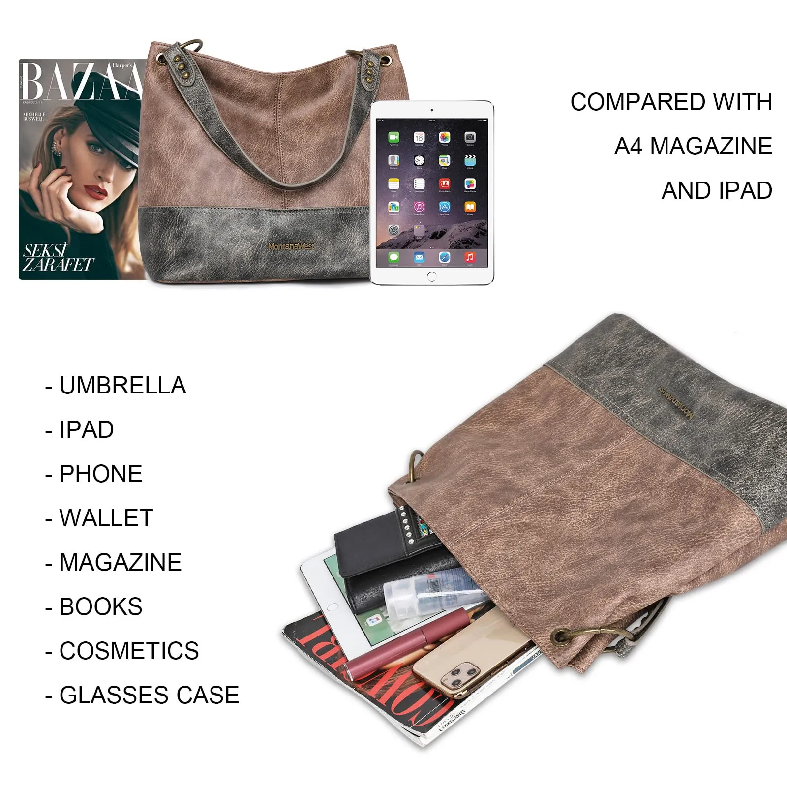 Hobo Bag Purses and Handbags for Women Top Handle Handbags with Zipper