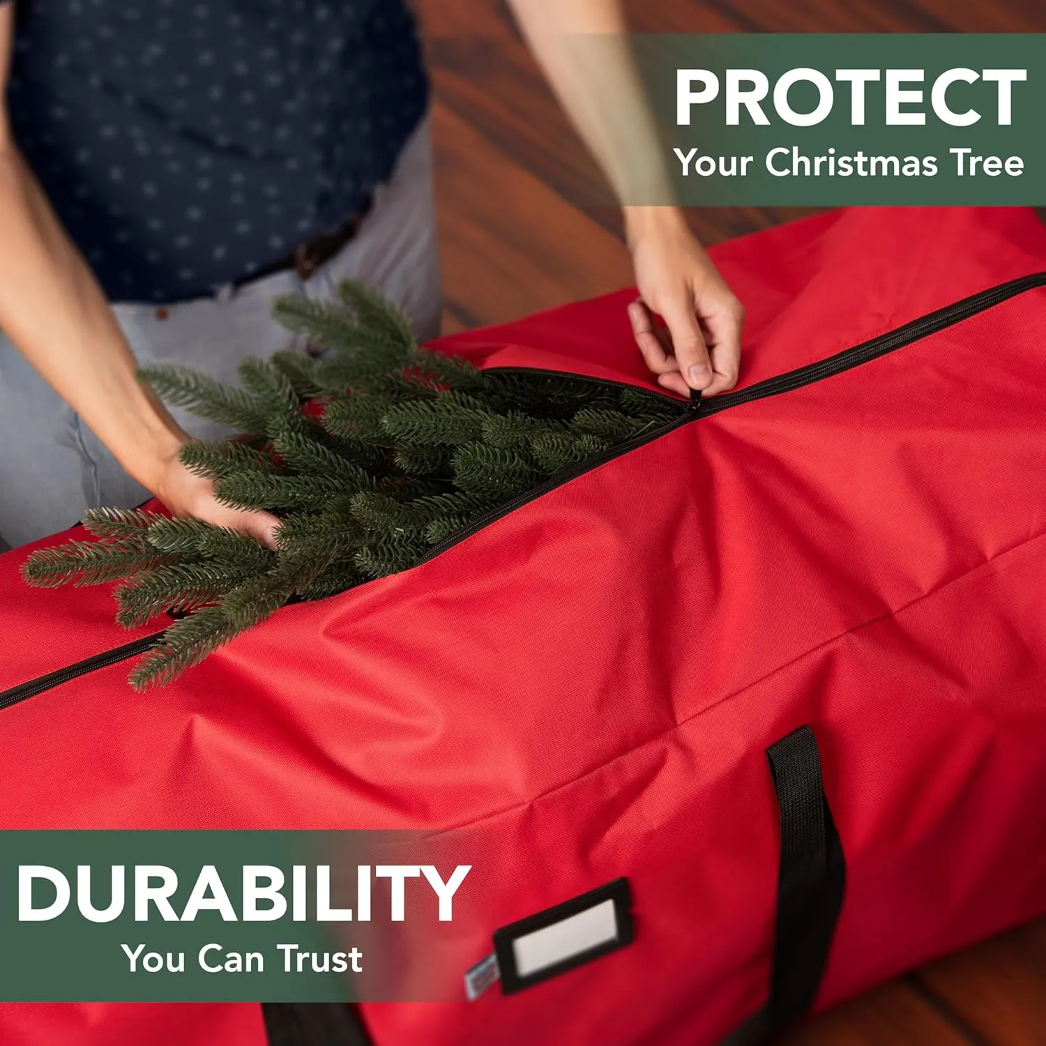 Holiday Cheer Heavy Duty Artificial Christmas Tree Storage Bag Fits Up to 9ft Tall, Waterproof with Durable Handles & Zipper Xmas Tree Storage Bag (RED)