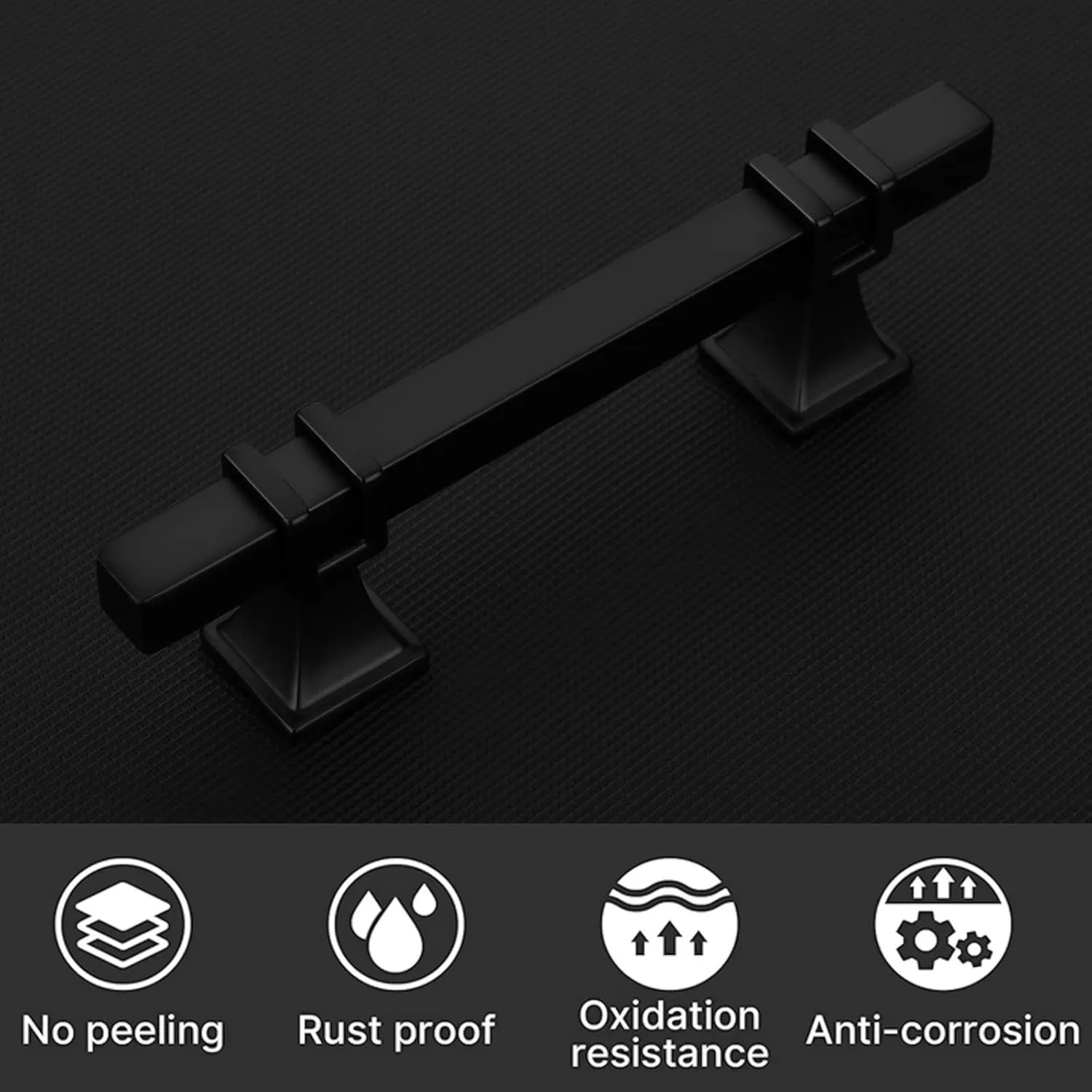 homdiy 10 Pack Black Cainet Pulls Kitchen Cabinet Handles 5 Inch Square Drawer Pulls Modern Kitchen Hardware for Dresser Bathroom,Zinc Alloy