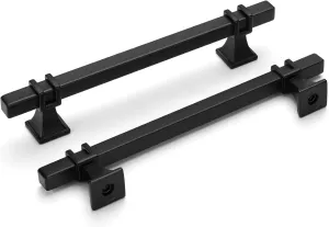 homdiy 10 Pack Black Cainet Pulls Kitchen Cabinet Handles 5 Inch Square Drawer Pulls Modern Kitchen Hardware for Dresser Bathroom,Zinc Alloy