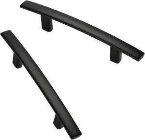 homdiy 5 Pack Cabinet Handles Black Cabinet Pulls 3" Hole Centers Kitchen Pulls Matte Black Curved Arch Handles for Dresser Cupboard Door Hardware, Zinc Alloy