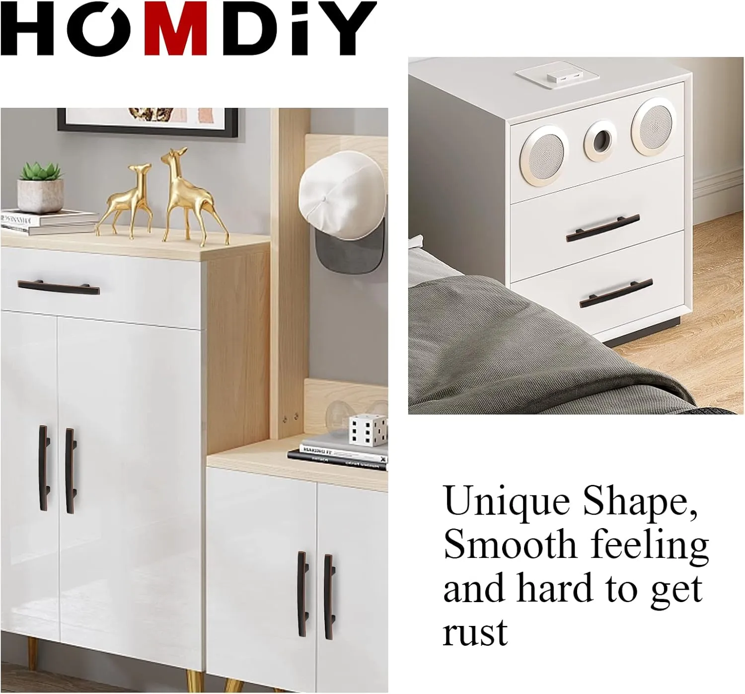 homdiy 5 Pack Cabinet Handles Oil Rubbed Bronze Pulls 3 inch Hole Centers Arch Cabinet Hardware Bronze Drawer Pulls Modern Kitchen Furniture Handles
