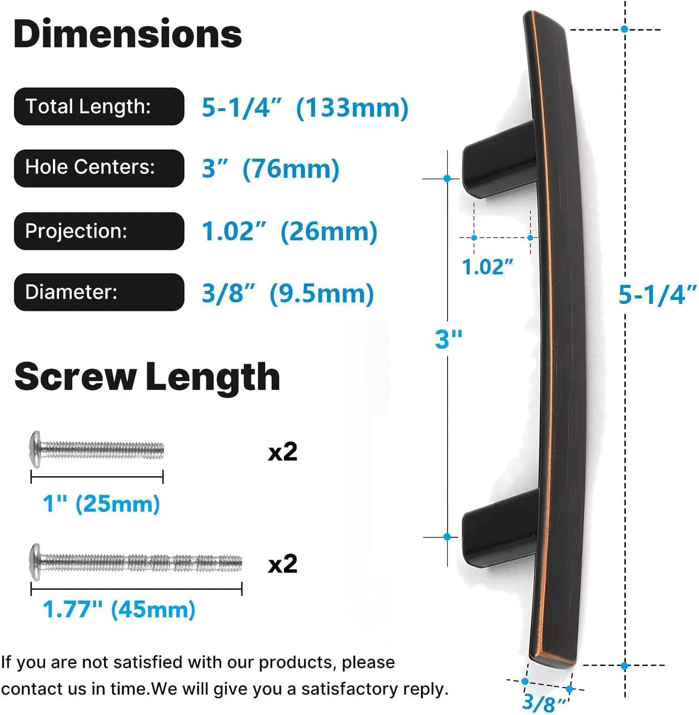 homdiy 5 Pack Cabinet Handles Oil Rubbed Bronze Pulls 3 inch Hole Centers Arch Cabinet Hardware Bronze Drawer Pulls Modern Kitchen Furniture Handles