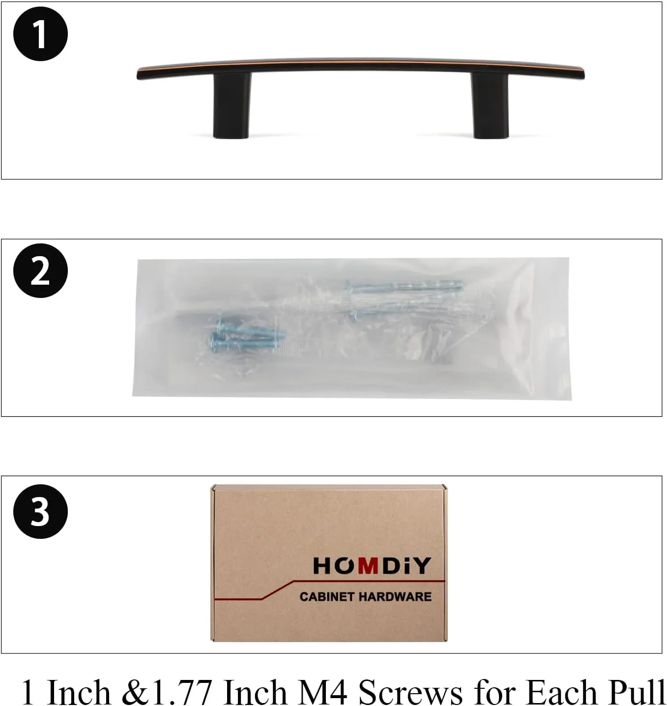 homdiy 5 Pack Cabinet Handles Oil Rubbed Bronze Pulls 3 inch Hole Centers Arch Cabinet Hardware Bronze Drawer Pulls Modern Kitchen Furniture Handles