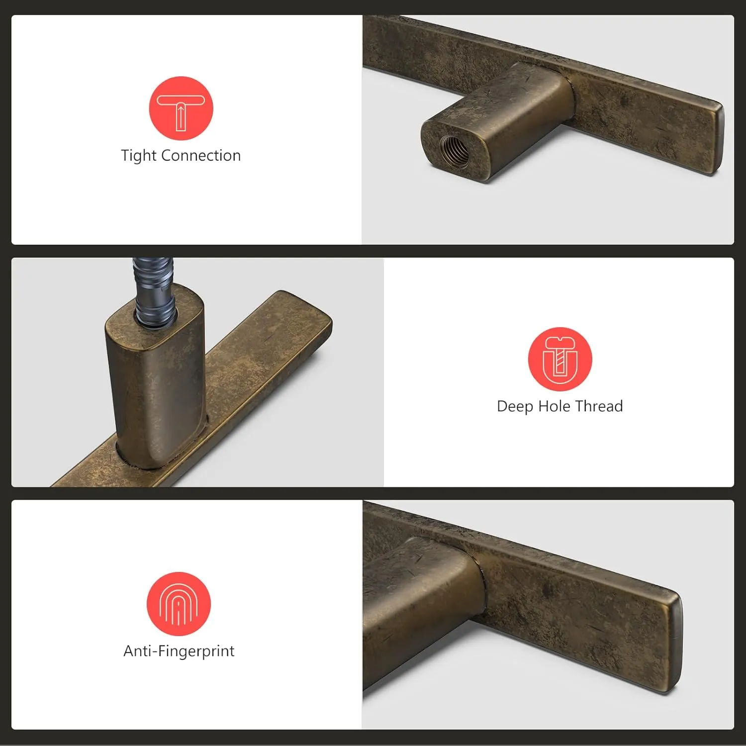 homdiy 5 Pack Retro Brass Cabinet Handles Antique Cabinet Pulls Classic Vintage Kitchen Handles Zinc Alloy 3 Inch Hole Centers Drawer Pulls for Kitchen Bathroom