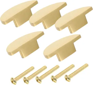 Homoyoyo 5pcs Pure Copper Handles Small Cabinet Knobs Modern Decorative Drawer Pulls Easy to Install for Furniture