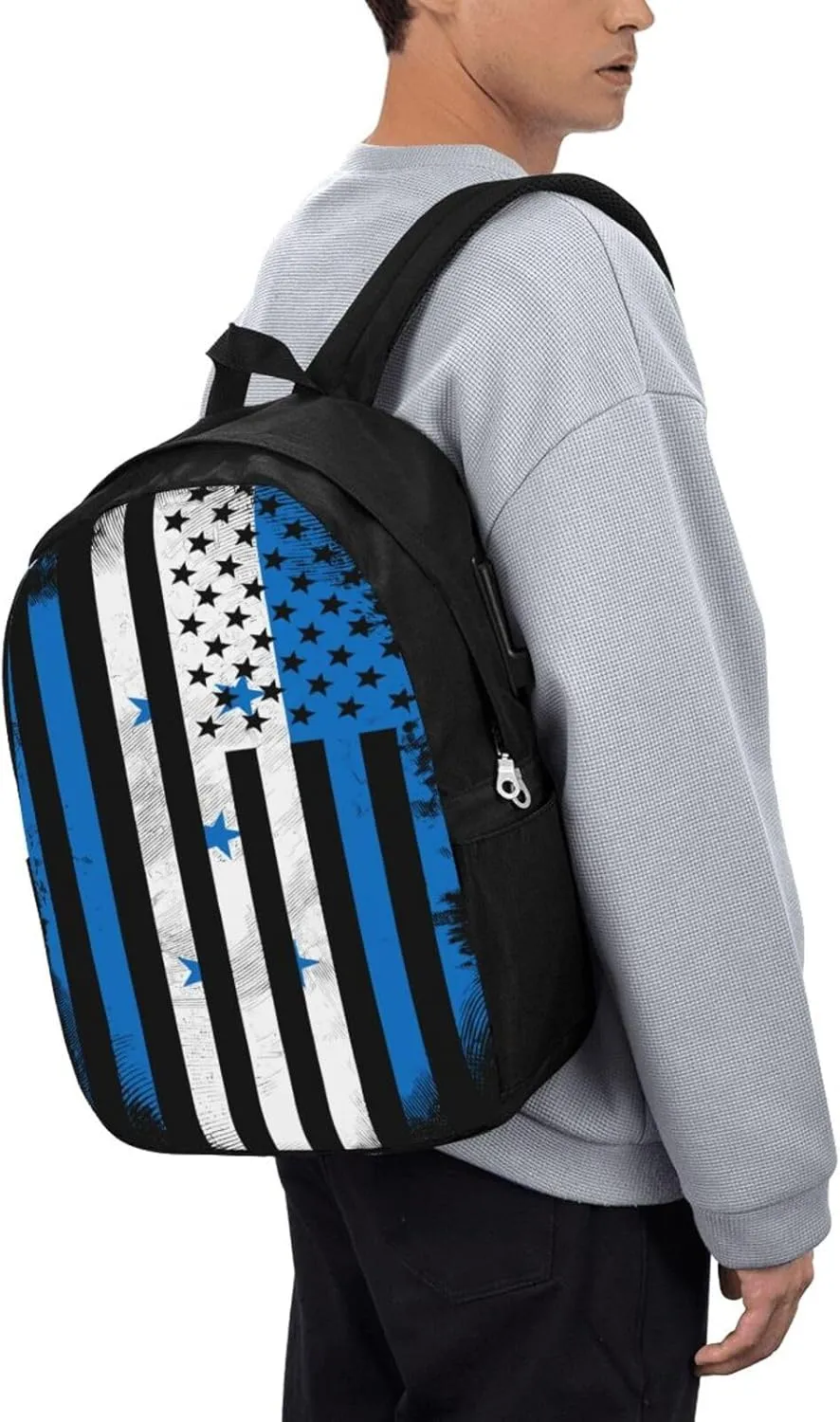 Honduran American Flag Travel Backpack 17-Inch Laptop Backpacks Business Rucksack Casual Sport Daypack with USB Charging Port Carry-on Bag for Camping Biking