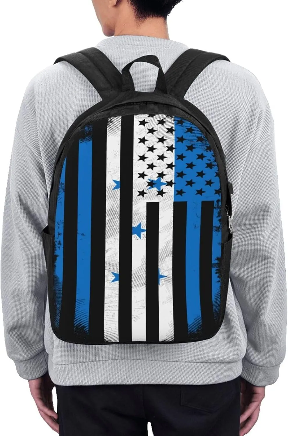 Honduran American Flag Travel Backpack 17-Inch Laptop Backpacks Business Rucksack Casual Sport Daypack with USB Charging Port Carry-on Bag for Camping Biking