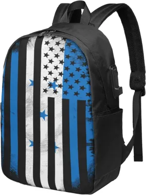 Honduran American Flag Travel Backpack 17-Inch Laptop Backpacks Business Rucksack Casual Sport Daypack with USB Charging Port Carry-on Bag for Camping Biking