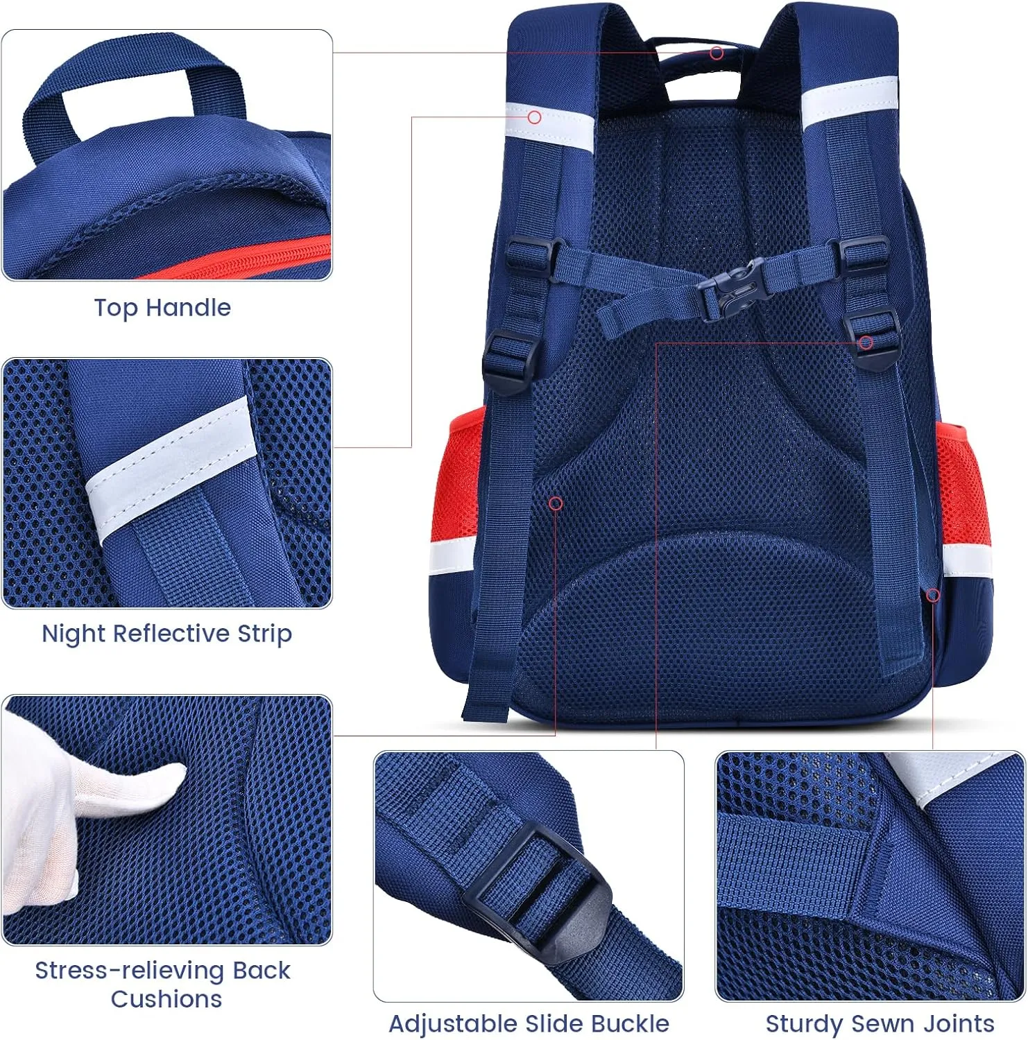 HOPYOCK-School Bags for Boys and Girls,Multi-Pocket Unisex Elementary School Backpack with Reflective Design,Kids Backpacks Fit for 4-12 Years Old