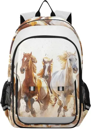 Horses Print Backpack for Boys Middle-School Elementary Bookbags 20325344