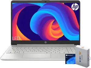 HP 15 Laptop for Home or Work, Intel Celeron N4120 Processor, 15.6" HD LED Display, 16GB RAM, 256GB SSD, SD Card Reader, HDMI, Webcam, WiFi, Bluetooth, Windows 11 Pro, WOWPC Recovery USB