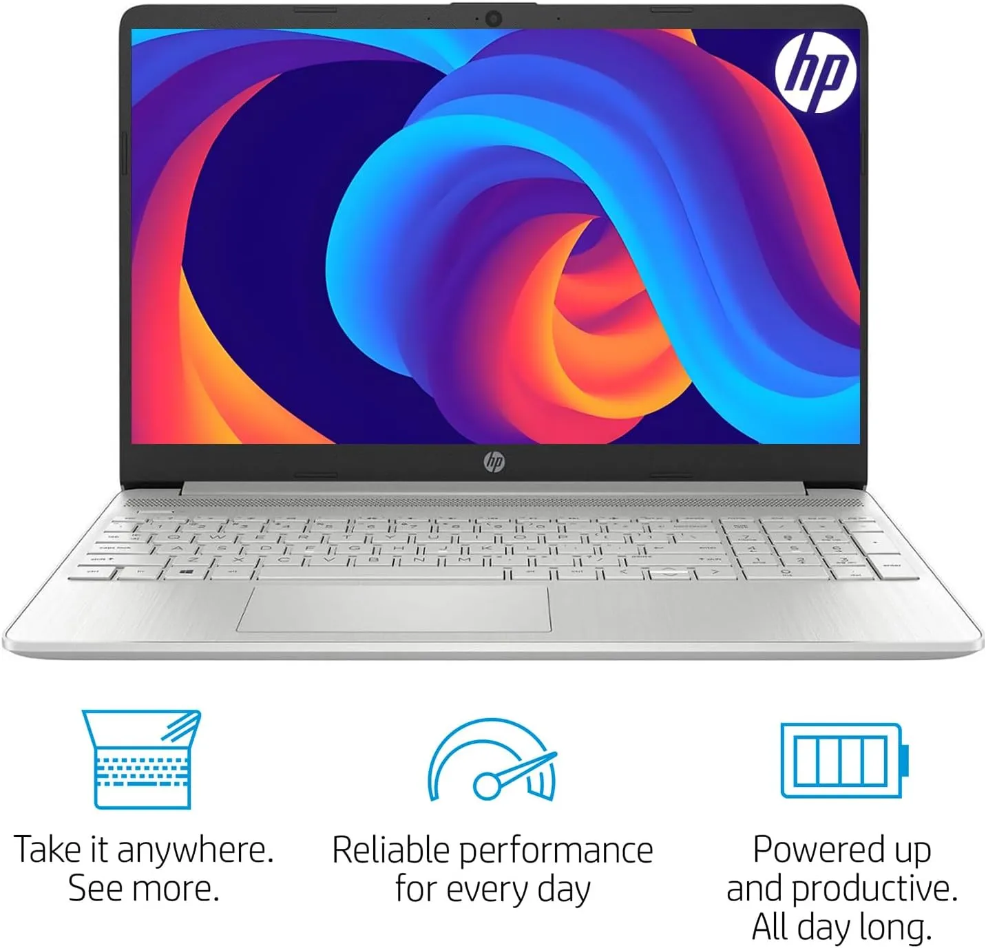 HP 15 Laptop for Home or Work, Intel Celeron N4120 Processor, 15.6" HD LED Display, 16GB RAM, 256GB SSD, SD Card Reader, HDMI, Webcam, WiFi, Bluetooth, Windows 11 Pro, WOWPC Recovery USB