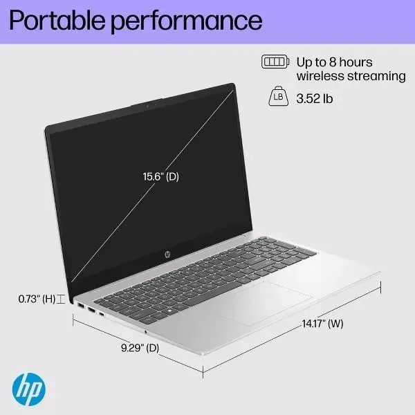 HP 2025 Laptop | 15t-fd100 | 15.6" 1920x1080 Touch IPS | Intel-10 Core 7 150U | 16GB DDR4 | 512GB SSD | Windows 11 Home | Wi-Fi 6 - Bluetooth 5.3 - Backlit Keyboard - 1080p FHD Camera - Diamond White
