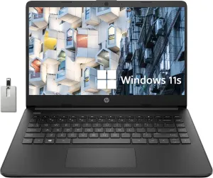 HP Premium Stream 14" HD BrightView Laptop, Intel Celeron N4120, 4GB RAM, 64GB eMMC, Intel UHD Graphics, HD Webcam, 1 Year Office 365, Bluetooth, WiFi, HDMI, Win 11s, Black, 32GB Hotface USB Card