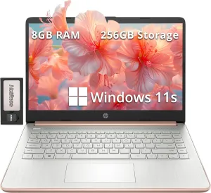 HP Stream 14" HD BrightView Laptop, Intel Celeron N4120, 8GB RAM, 256GB Storage (128GB eMMC   128GB Docking Station Set), Intel UHD Graphics, Webcam, Fast Charge, 1 Year Office 365, Win 11 S, Gold