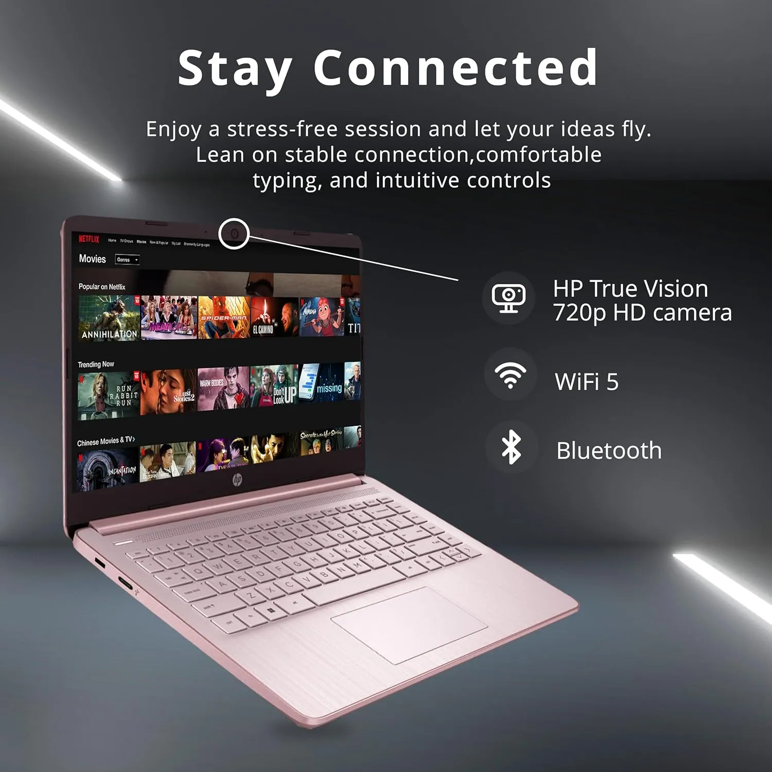 HP Stream 14" HD BrightView Laptop, Intel Celeron N4120 Processor, 16GB RAM, 64GB Storage, Intel HD Graphics, Webcam, 1 Year Office 365, Pink, Windows 11 S, 32GB Hotface USB Card