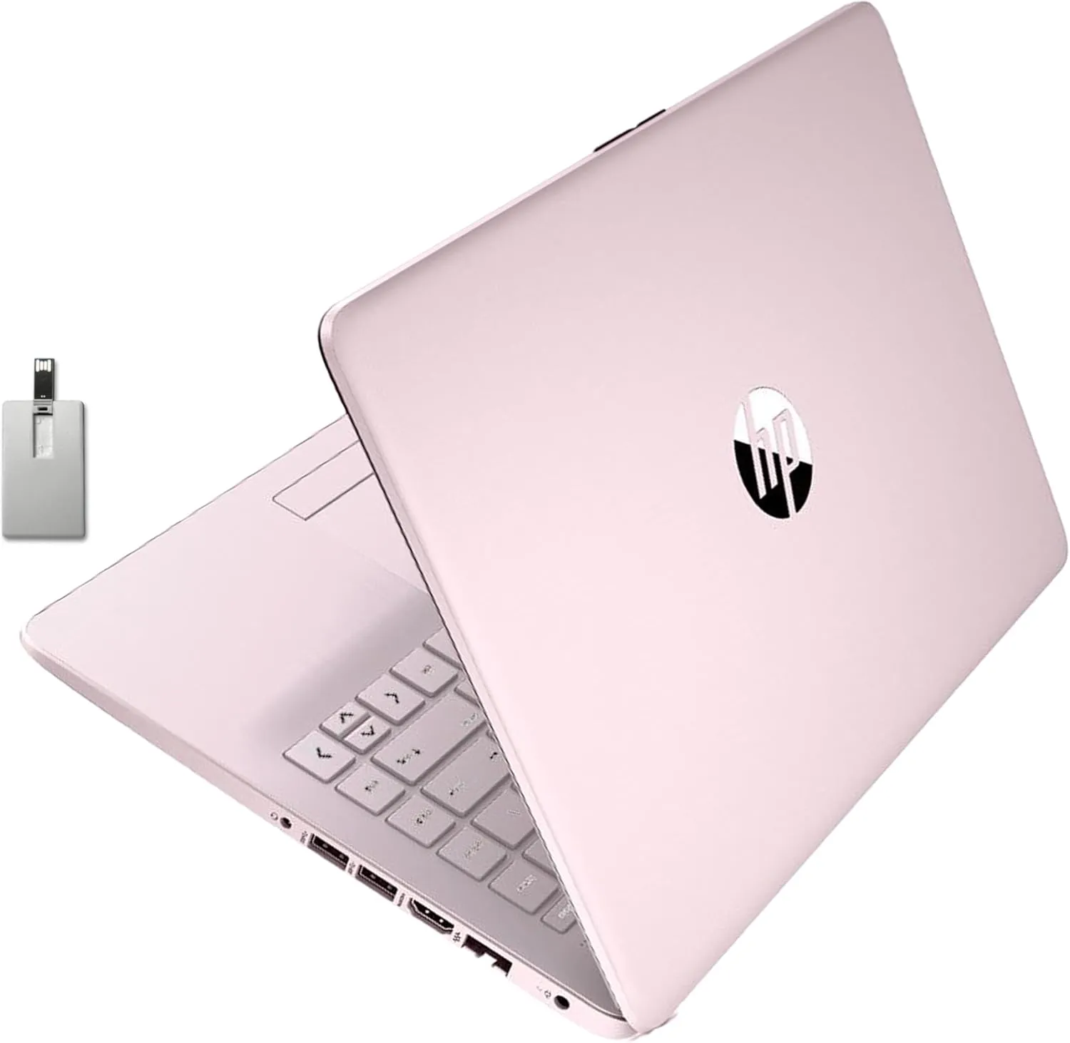 HP Stream 14" HD BrightView Laptop, Intel Celeron N4120 Processor, 16GB RAM, 64GB Storage, Intel HD Graphics, Webcam, 1 Year Office 365, Pink, Windows 11 S, 32GB Hotface USB Card