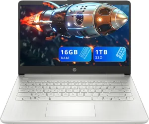 HP Stream 14" HD BrightView Laptop, Intel Pentium Silver N5030, 16GB RAM, 1TB PCIe SSD, Intel UHD Graphics, Fast Charge, Windows 11, Silver (Renewed)