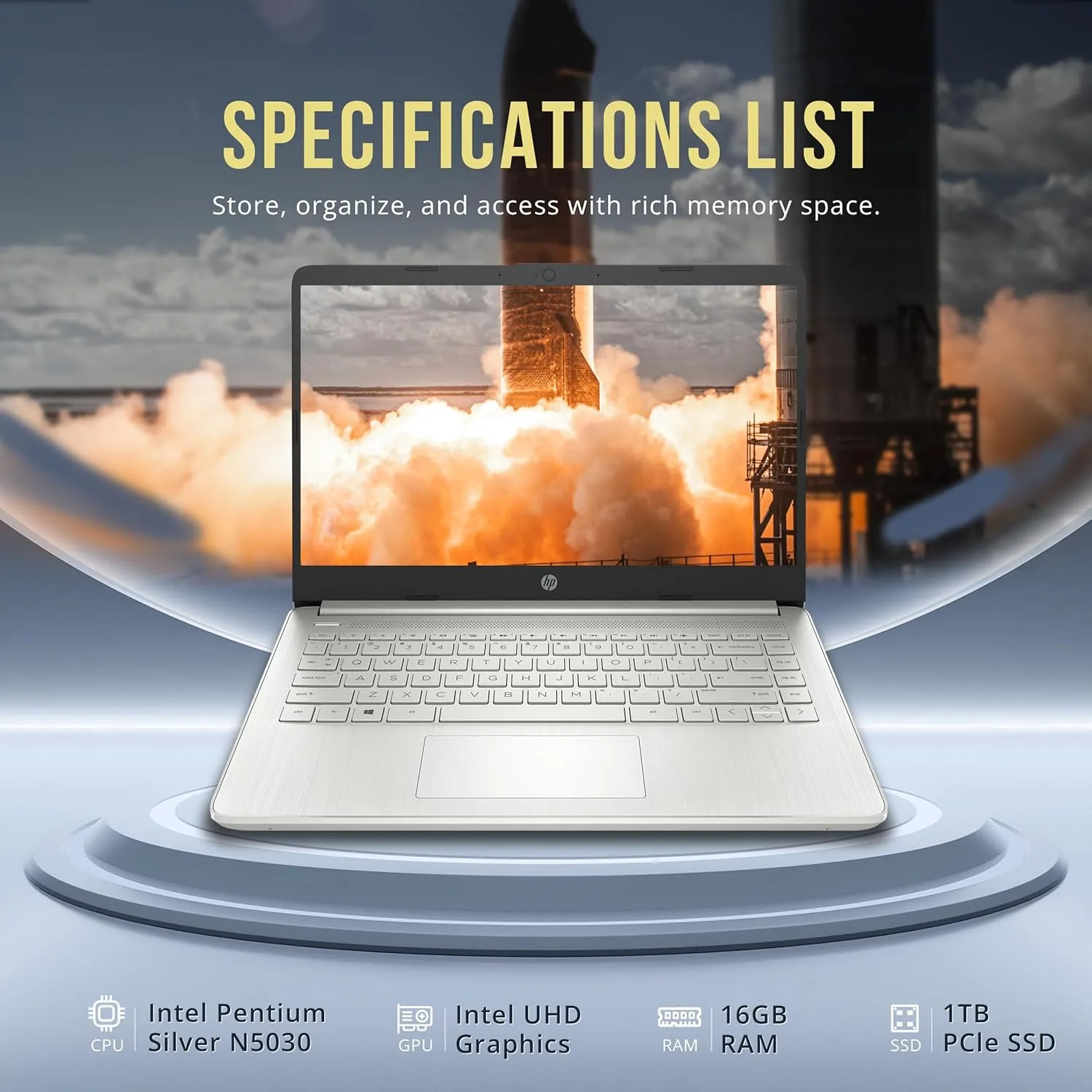 HP Stream 14" HD BrightView Laptop, Intel Pentium Silver N5030, 16GB RAM, 1TB PCIe SSD, Intel UHD Graphics, Fast Charge, Windows 11, Silver (Renewed)