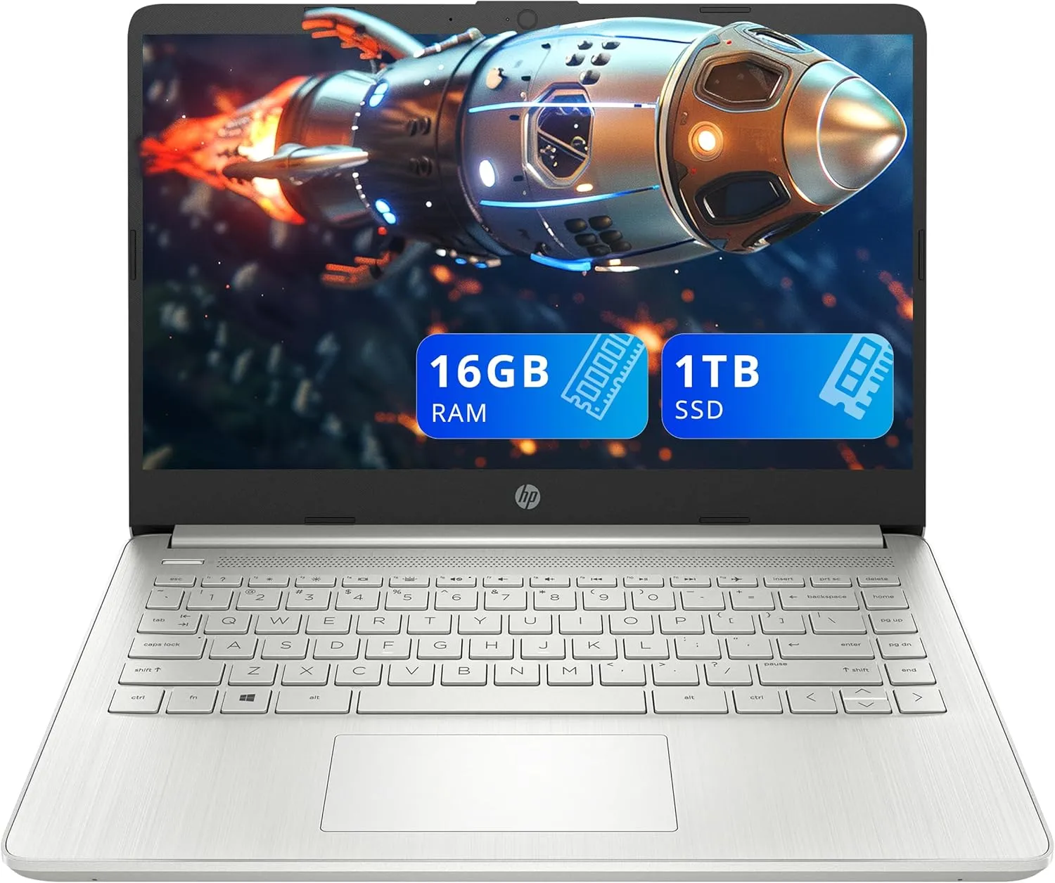 HP Stream 14" HD BrightView Laptop, Intel Pentium Silver N5030, 16GB RAM, 1TB PCIe SSD, Intel UHD Graphics, Fast Charge, Windows 11, Silver (Renewed)