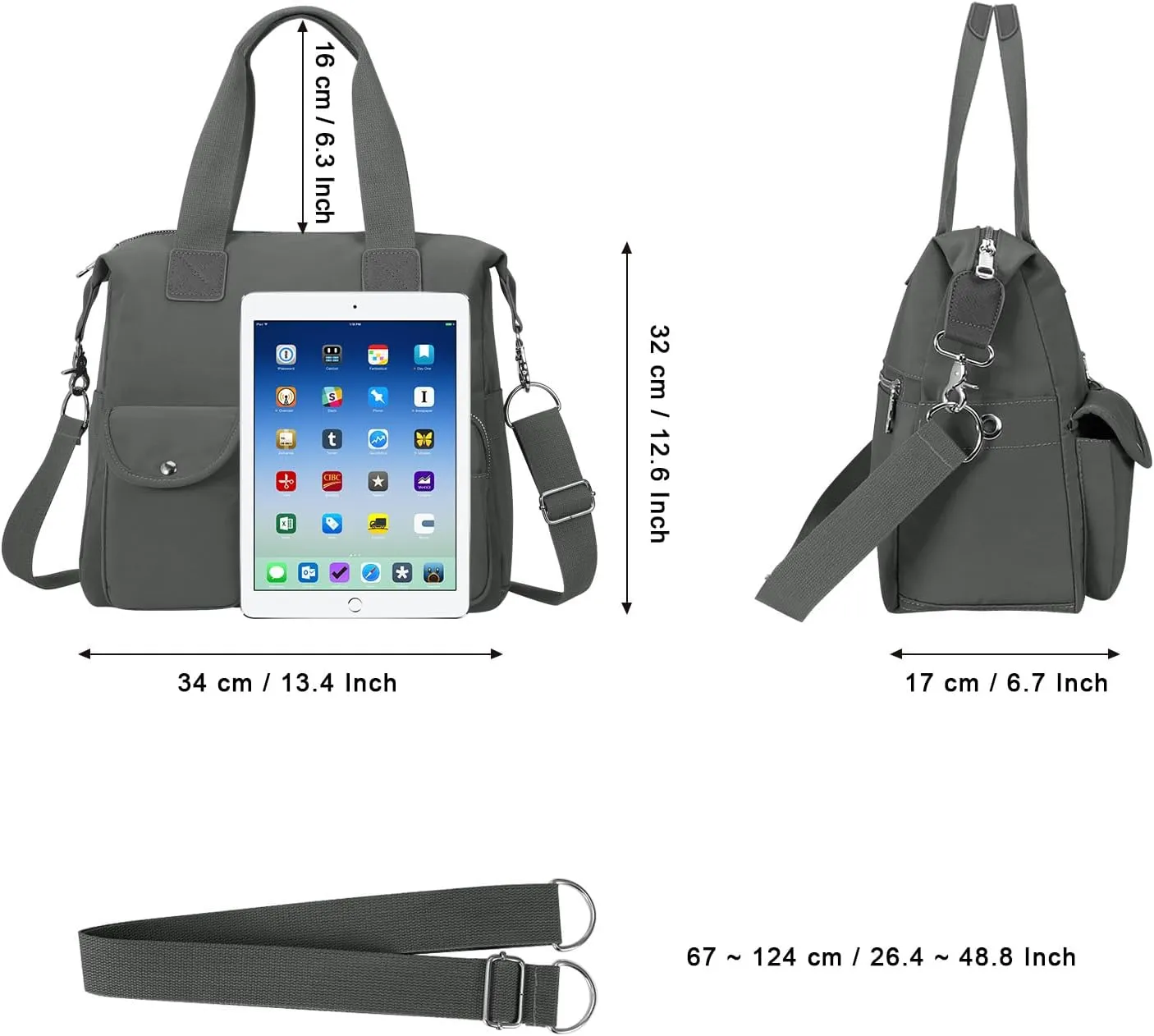 HUA ANGEL Women's Top-handle Handbags Nylon Crossbody Bag Multi Pocket Purses Women for Travel Work Sport Shopping Everyday