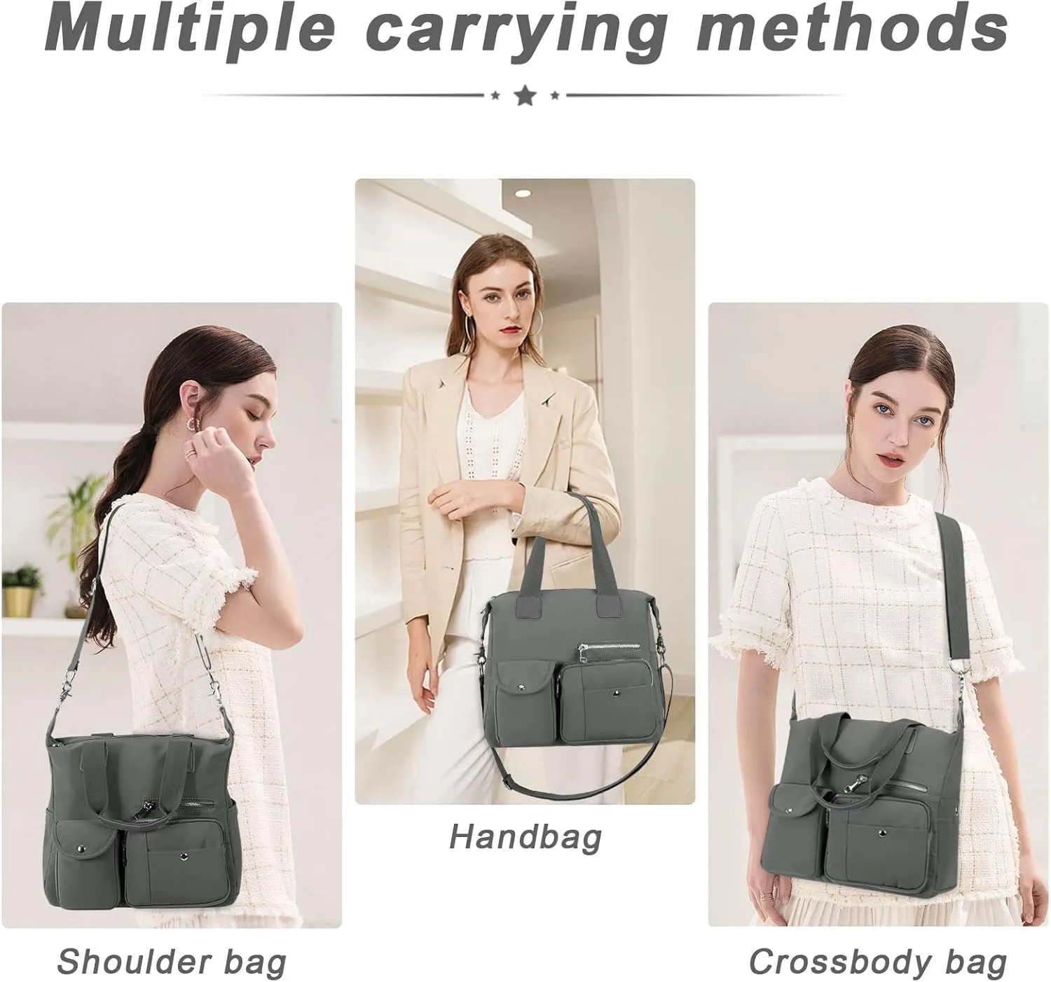 HUA ANGEL Women's Top-handle Handbags Nylon Crossbody Bag Multi Pocket Purses Women for Travel Work Sport Shopping Everyday