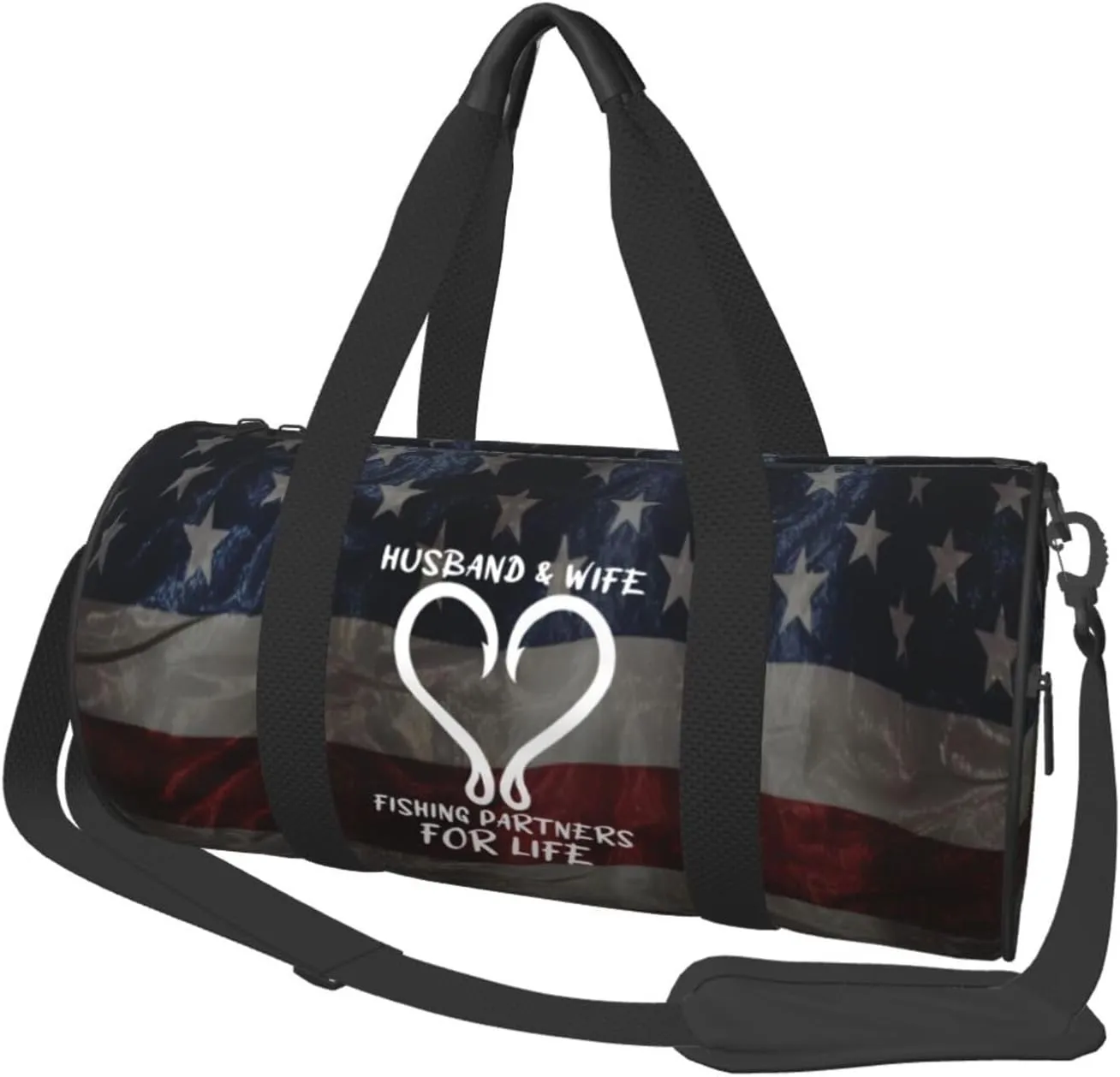 Husband And Wife Fishing Partners For Life Duffel Bag Gym Bag Travel Sports Tote Large Foldable Beach Swim Yoga4