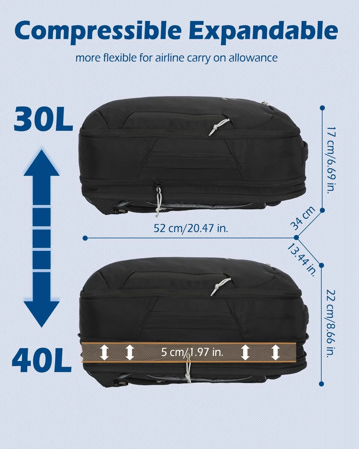 Hynes Eagle TSA Friendly Travel Backpack for Men Women Carry on Backpack 40L Flight Approved Laptop Backpack for 17 inches Compressible Weekender Bag Overnight Backpack Jet Black