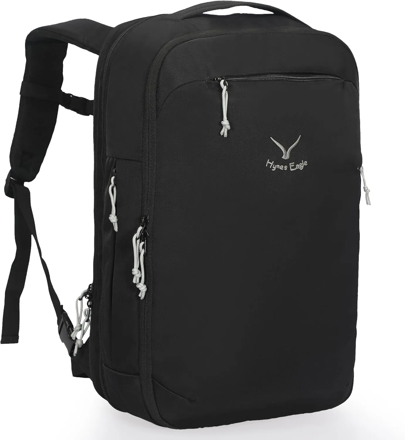 Hynes Eagle TSA Friendly Travel Backpack for Men Women Carry on Backpack 40L Flight Approved Laptop Backpack for 17 inches Compressible Weekender Bag Overnight Backpack Jet Black